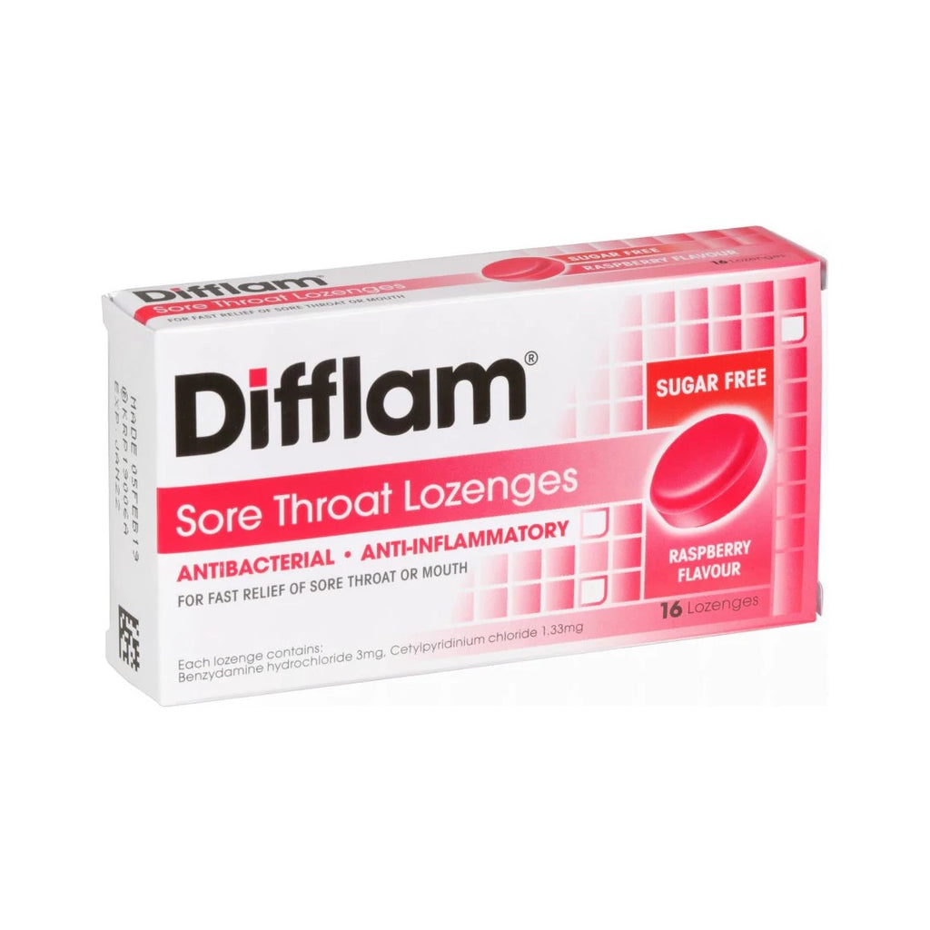 Difflam Rasp Raspberry Lozenges Sugar Free 16 lozenges – Chemist Plus